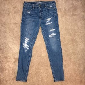 american eagle ripped skinny jeans medium wash